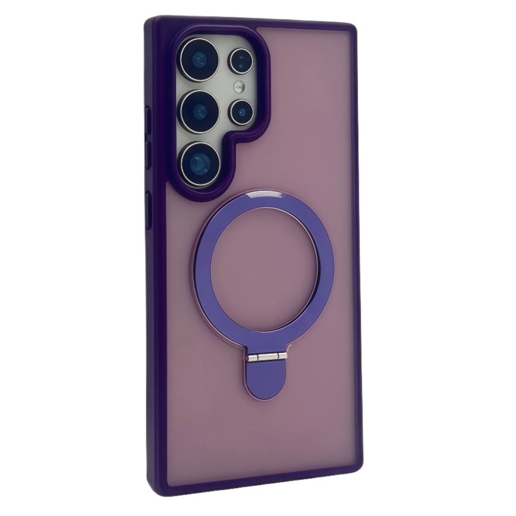 For Samsung Galaxy S24 Ultra Magnetic Case with Kickstand TPU+PC Phone Back Cover