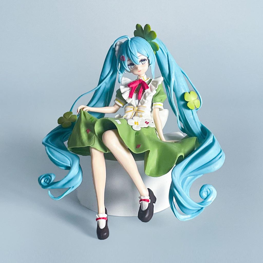 Hatsune Miku Figure Four-Leaf Clover Flower Fairy Maiden Model Decorative Ornament PC Case Decoration Trendy Anime Toy