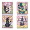 Ölgemälde 3-5 Stück/Set Emaille-Pins Tarotkarten Nachthimmel Schwarze Katze Broschen Anstecknadel Punk Gothic Schmuck Geschenk für Freunde