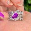 Zhuo Zhifan Lace Pink Bao S925 Silver Ring 6x8mm Pigeon Egg Style for Women