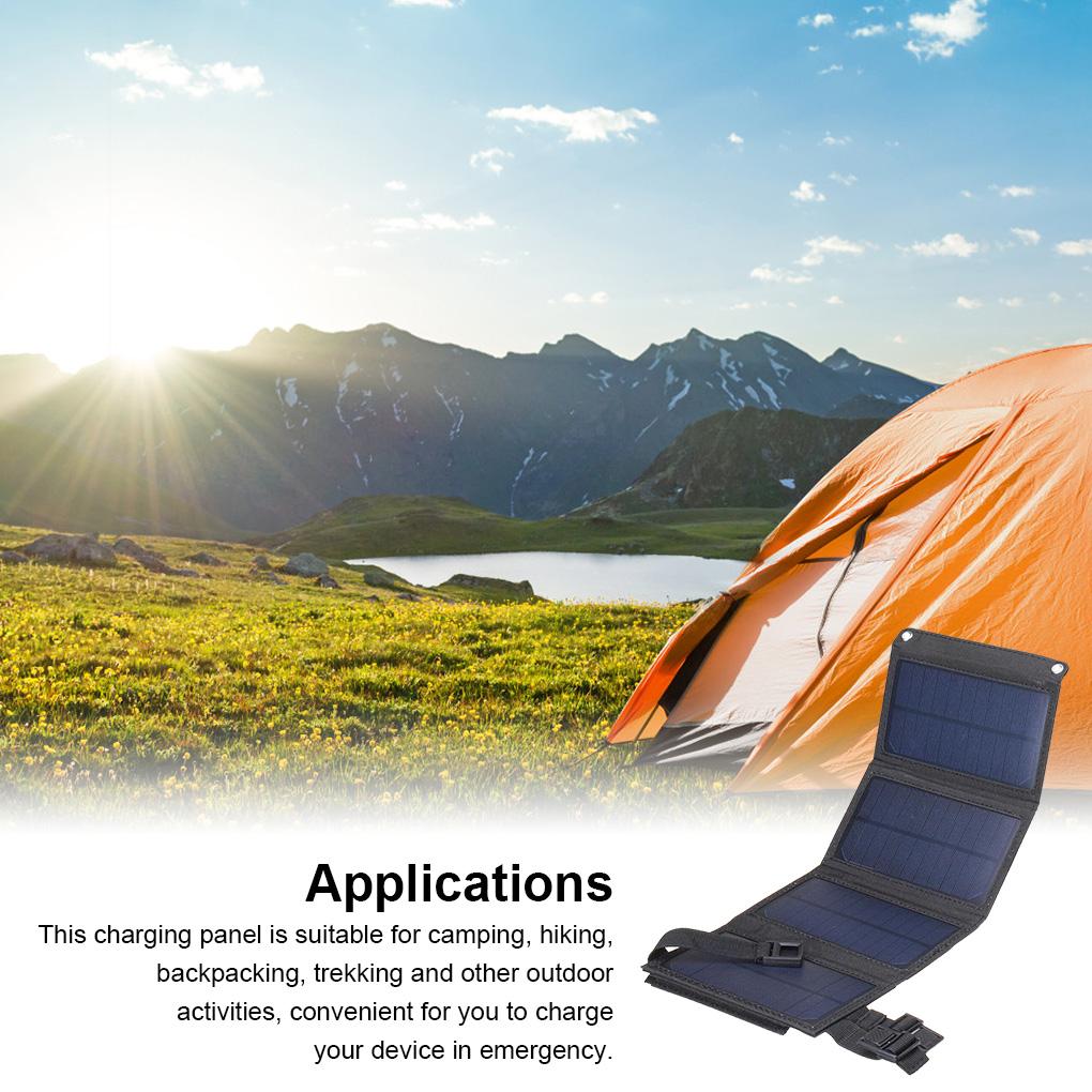 USB Solar Panels 20W Emergency Phone Charger Camping Hiking Backpacking Climbing Power Bank Sunlight Charging Plate