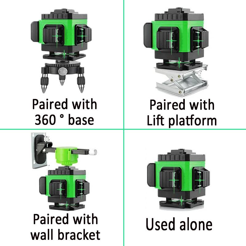 360Degree Crosshair Self Tuning Explosion-Proof Waterproof Green Light 8-Line Infrared Laser Level Vertical Line Horizontal Line