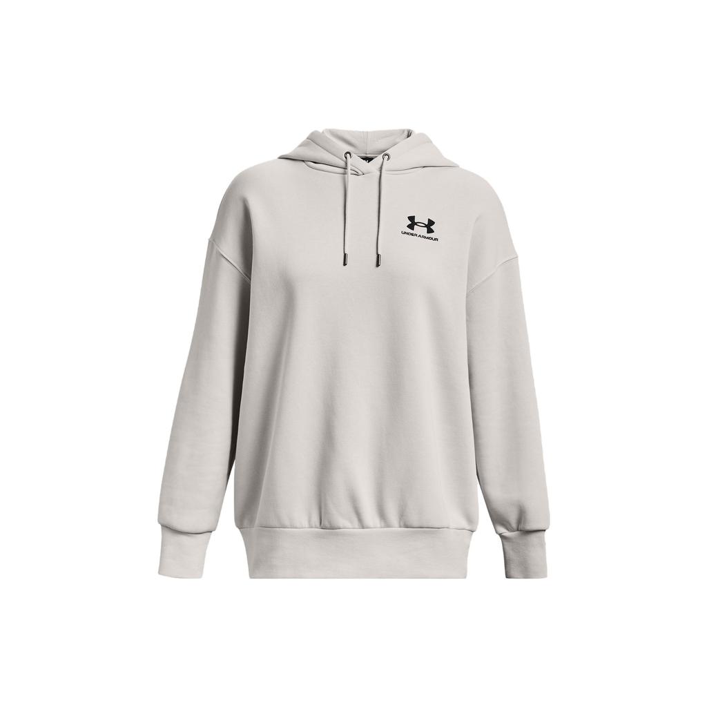 Under Armour Solid Loose Fit Hooded Long Sleeve Sweatshirt Women Tops Off-White 1379495-114