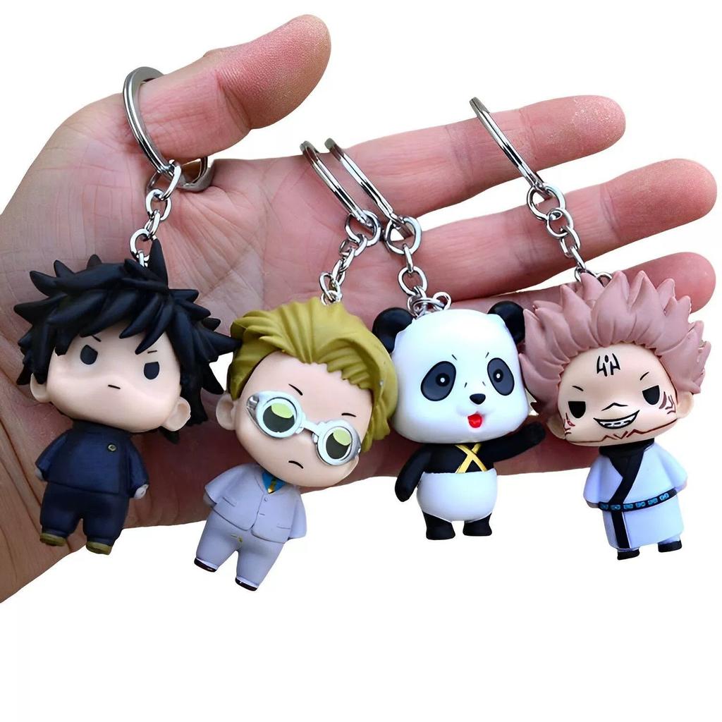 8pcsset Jujutsu Kaisen Cartoon Figure Gojo Satoru Yuta Okkotsu Inumaki Toge Doll Car Keychain Decoration Backpack Pendant
