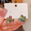Summer Square Zircon Cube Stud Earrings Women's Light Luxury Niche Earrings Exquisite Temperament Earrings
