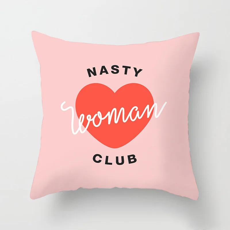 Love Heart Letters Floral Pillowcase Modern Nordic Fashion Pink Cushion Cover Sofa Seat Wedding Decorative Throw Pillows Cover