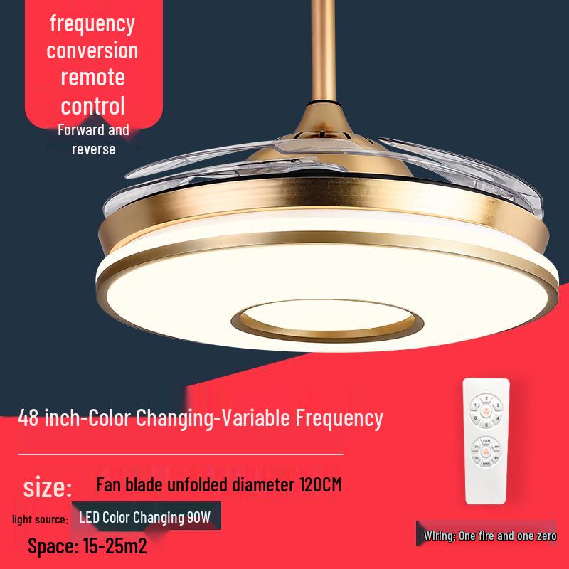 Smart Variable Frequency Ceiling Fan with Chandelier for Living Room, Bedroom, and Restaurant