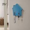 Self Adhesive Wood Hooks for Home House Shape Wall Storage Hook, Strong Traceless Decorative Apartment Renters American Style Hanger Entryway