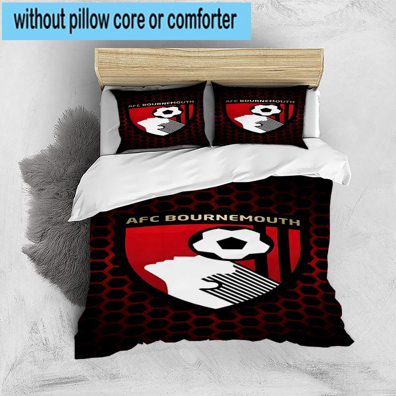 Set Biancheria da Letto Stampato con Stemma AFC Bournemouth 3 Pezzi Copripiumino Chiusura Include 1 Copripiumino e 2 Federe Set Biancheria da Letto Decorazioni per la Casa Regali