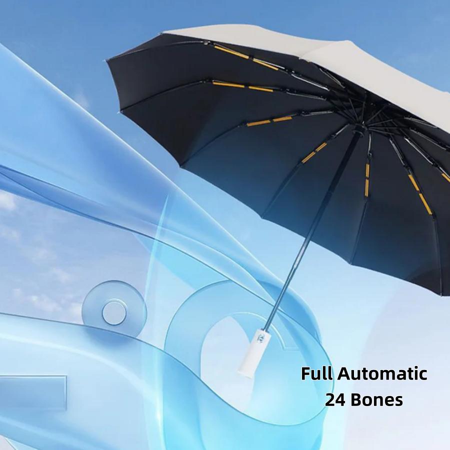 106cm/41.73in Großer Automatischer Verstärkter 24K UV-Sonnenschutz- und Winddichter Faltregenschirm, Robuster Regen- und Windschutzschirm