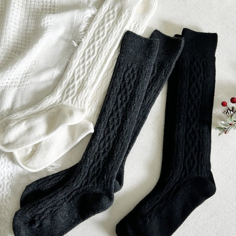 Biarritz Socks [2SET] Marshmallow Twisted Wool Knee Socks 3 Colors