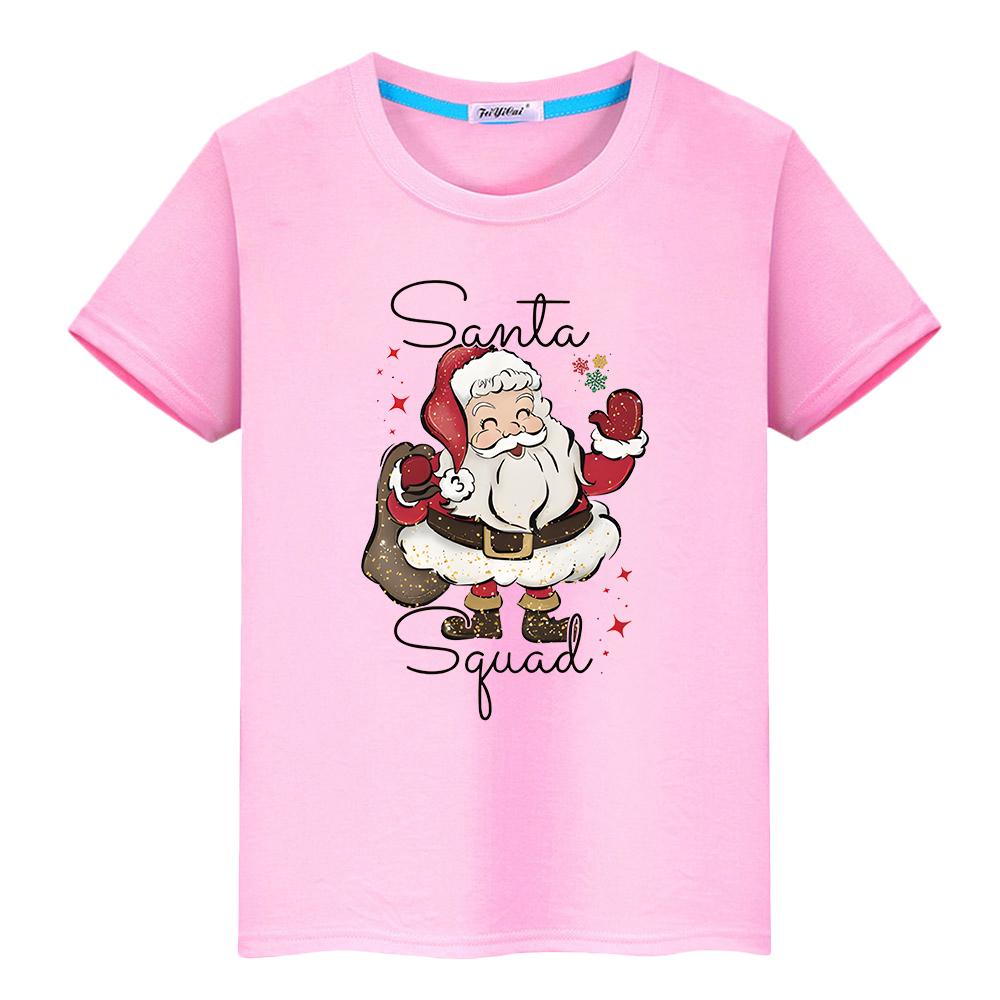 Santa Claus Graphics T Shirt for Kids Boy 10years Cotton Tops Anime Short Merry Christmas Cute Tees Y2k One Piece Girls Clothes