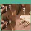 2023 Gold Fashionable Plated Geometric Tassel Earrings With Faux Pearl Women For