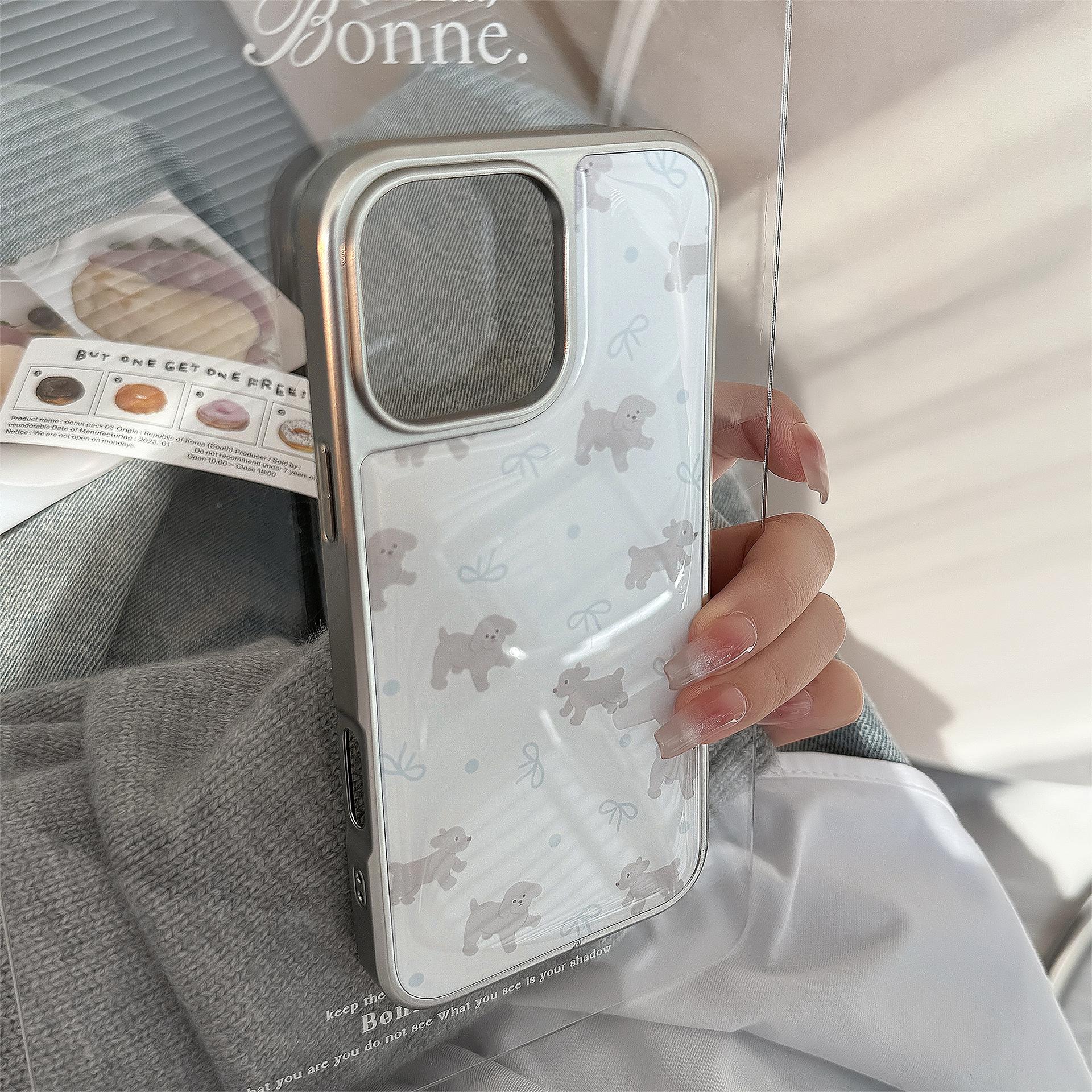 

Милый серый плюшевый мишка Подходит для 16 Apple 15 Promax Чехол для мобильного телефона Iphone 14 Серебристый край Клей 13 Ниша Huawei Samsung S25ULTRA