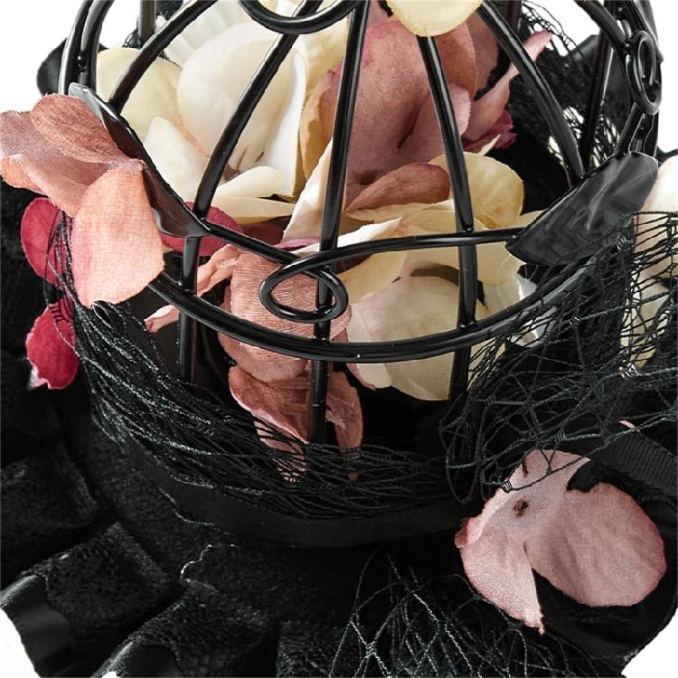 Dark Series Birdcage Miniature Hat Hair Pin with Flower Decors Vintage Headpiece For Wedding and Special Occasion