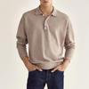 Spring and Autumn Long Sleeve V-Neck Buttons Men's Casual Top Polo Shirt