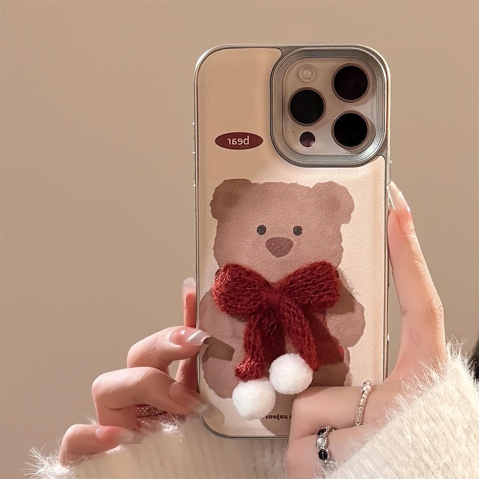 

Fun Plush Animal Apple 16 Mobile Phone Case 14promax Cortical Three-dimensional 15 Suitable for IPhone 13 16promax