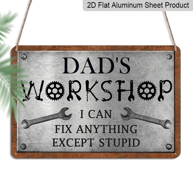 2D Flat Decorative Signs & Plaques Dad's Workshop Aluminum Sign for Dad for Man Cave Home Decor Garage Decor Farmhouse Sign Vintage Mechanic Wrench
