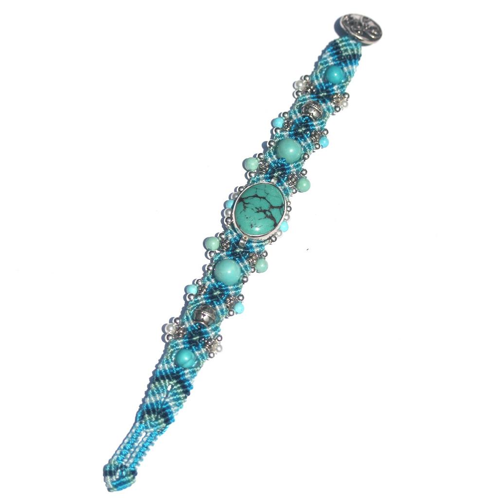 Isha Jewelry Prosta Bransoletka z Turkusowym Środkiem - Unikat