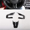 Inner Steering Wheel Decor Cover Trim Bezels for Ford Mustang 2015+ Carbon Fiber
