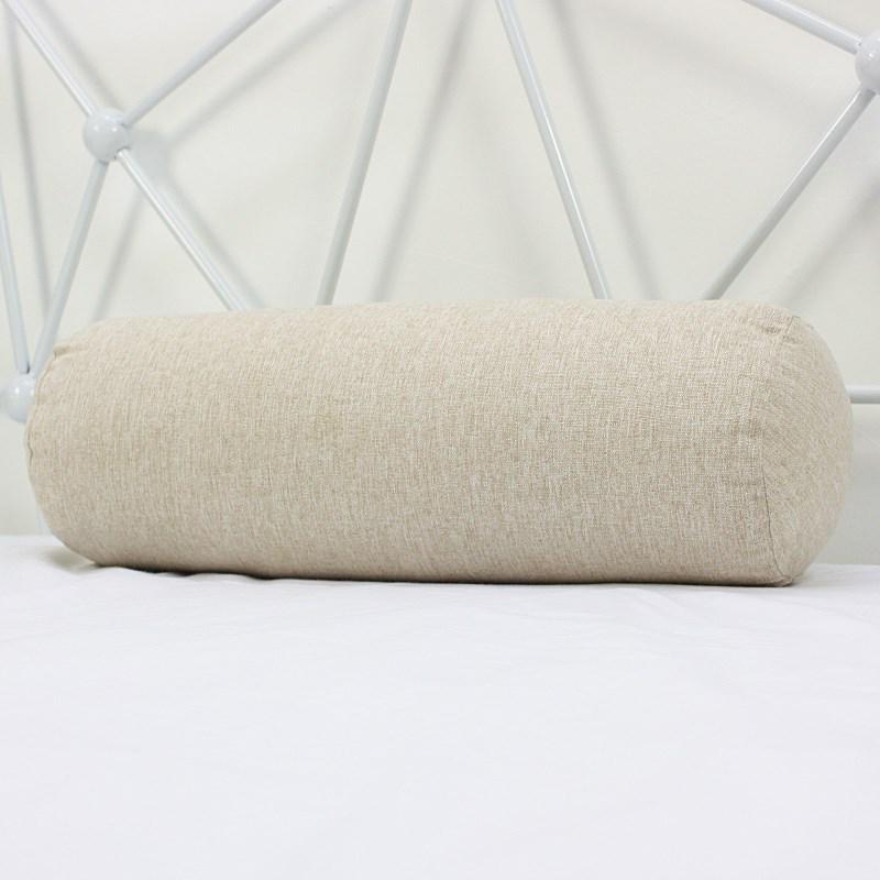 Pernă cilindrică din bumbac și in de culoare uni - Detasabilă, lavabilă, suport lombar pentru canapea, pat sau birou.