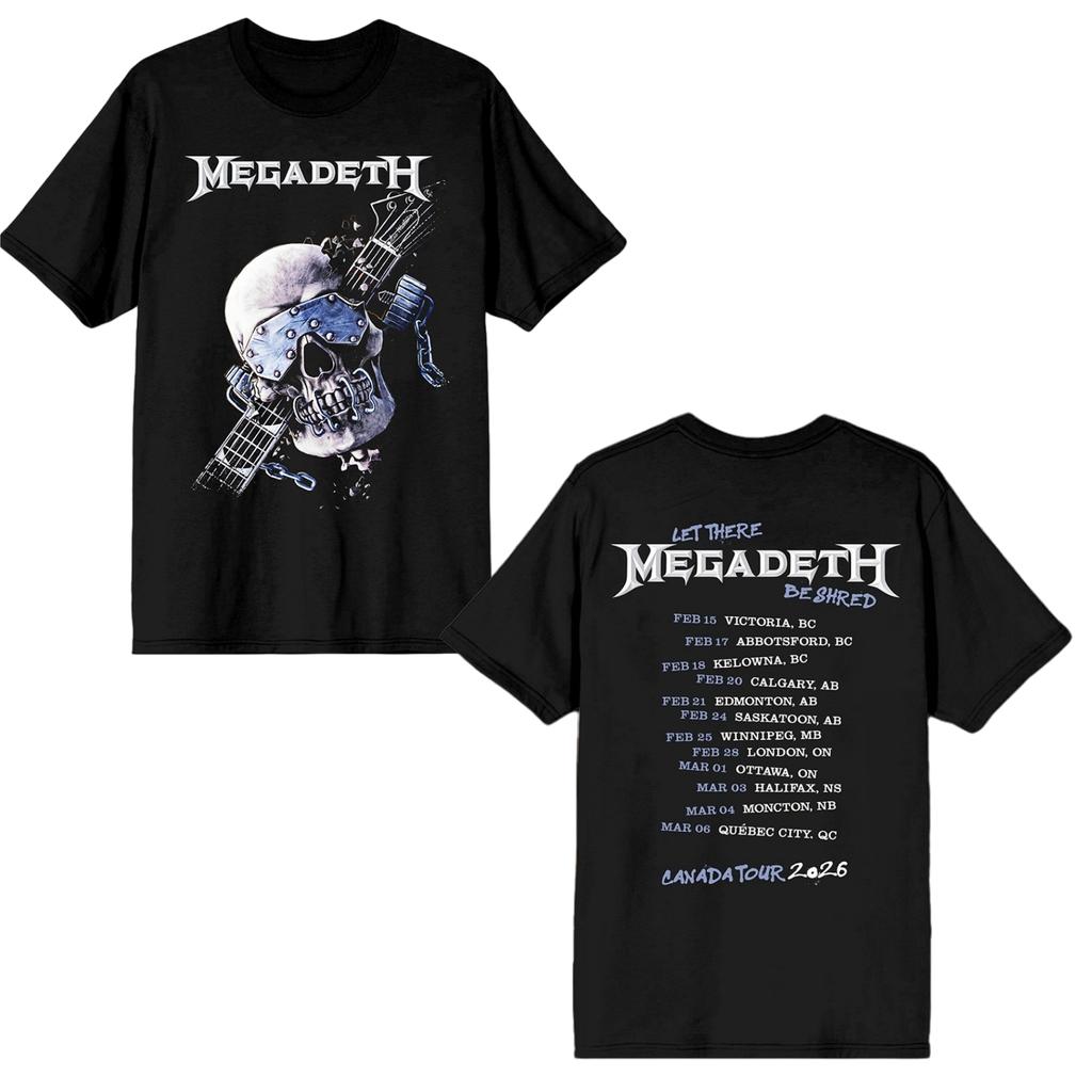 Megadeth Band 2026 Tour Let There Be Shred Grafik Neues Unisex T-Shirt Unisex Baumwolle Kurzarm Y2k Streetwear Oversized Tee Top