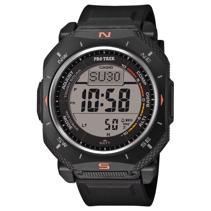 CASIO PRO TREK series 100 meters waterproof direction pressure altitude temperature display solar Quartz resin strap men's watch gray dial PRG-69-1
