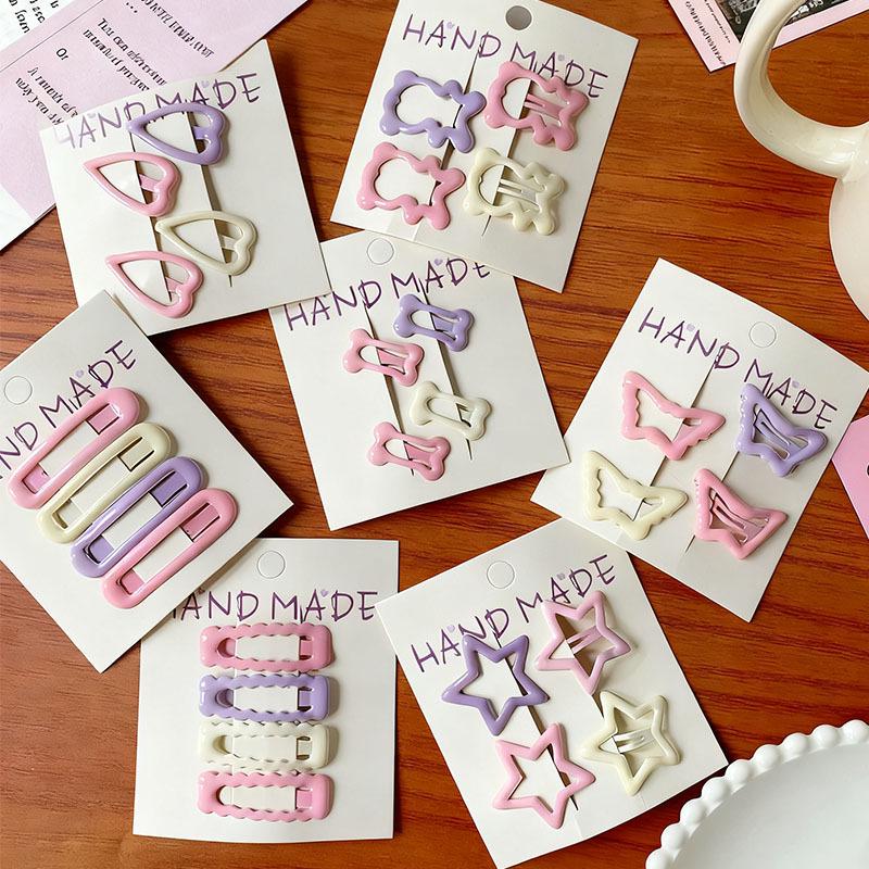 New Macaron Color Hair Clips - Cute Star & Heart Designs for Women and Girls