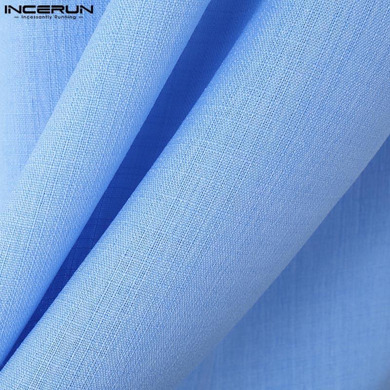 INCERUN Tricou de vară pentru bărbați, cu guler în V, mânecă scurtă, încrucișat în față, casual, semi-transparent, topuri 