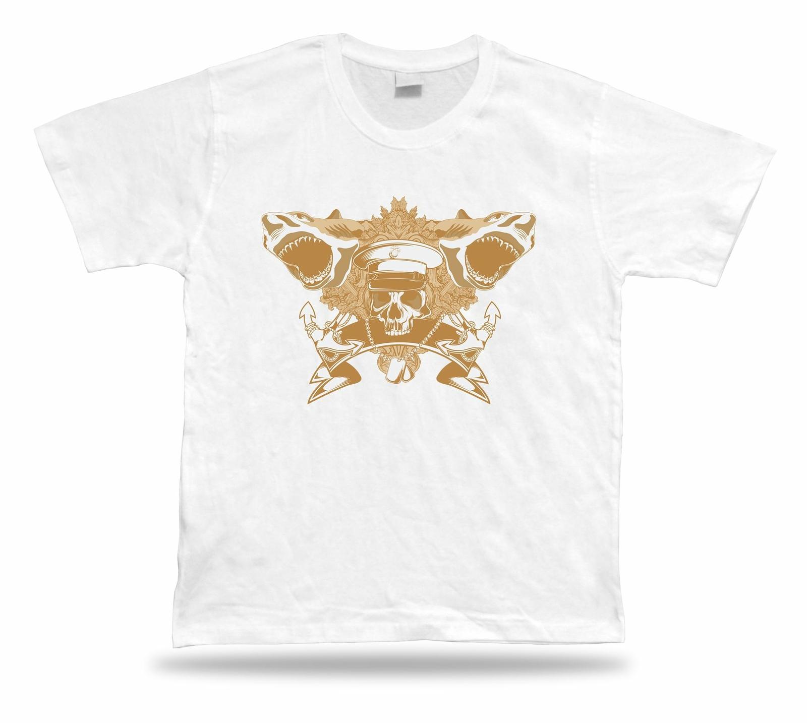 

Skeleton Ship Captain Anchor Sharks cool modern stylish design tshirt present S разноцветный