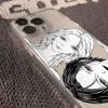 Manga Style Girls Line Art Pattern Phone Case for iPhone 17 16 15 14 13 12 11 16E Series Pro Max Plus Double Layer Protection