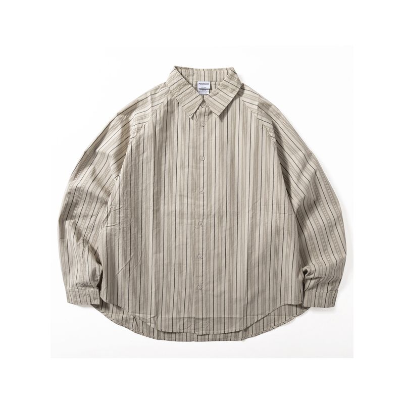 Japan Fashion Retro Stripe Shirts Men's Long Sleeve Loose Wide Fashion Shirt Washed Pure Cotton All-Matching Spring and Autumn Outerwear