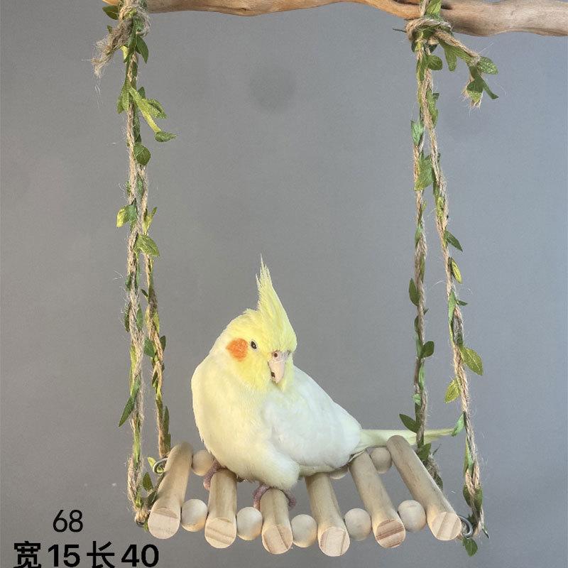 Natural Vine Parrot Swing Chew Toy Interactive Training Hanging Cage Decor For Budgies Cockatiels Small Pet Birds Supplies