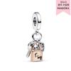 Two Tone Key  Padlock   Heart Triple Dangle Charm 782506c01