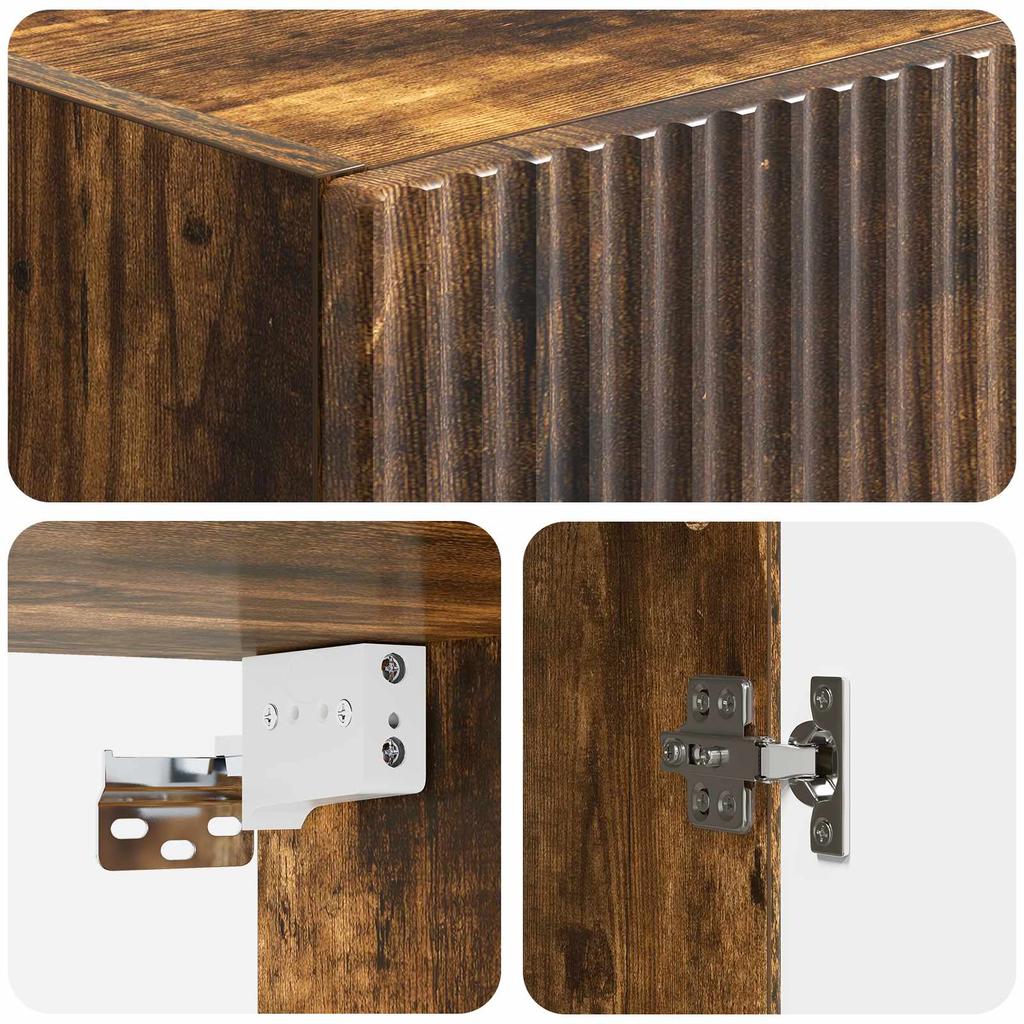 2 Piece Cabinet Set Smoked Oak Wood Based Material