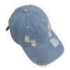 Hoop Baseballkappe Herren und Damen Sommer Einfarbige Zerrissene Denim-Kappe Street Fashion Studenten Sonnenschutz Schirmmütze Klassische Lässige Baseballkappe