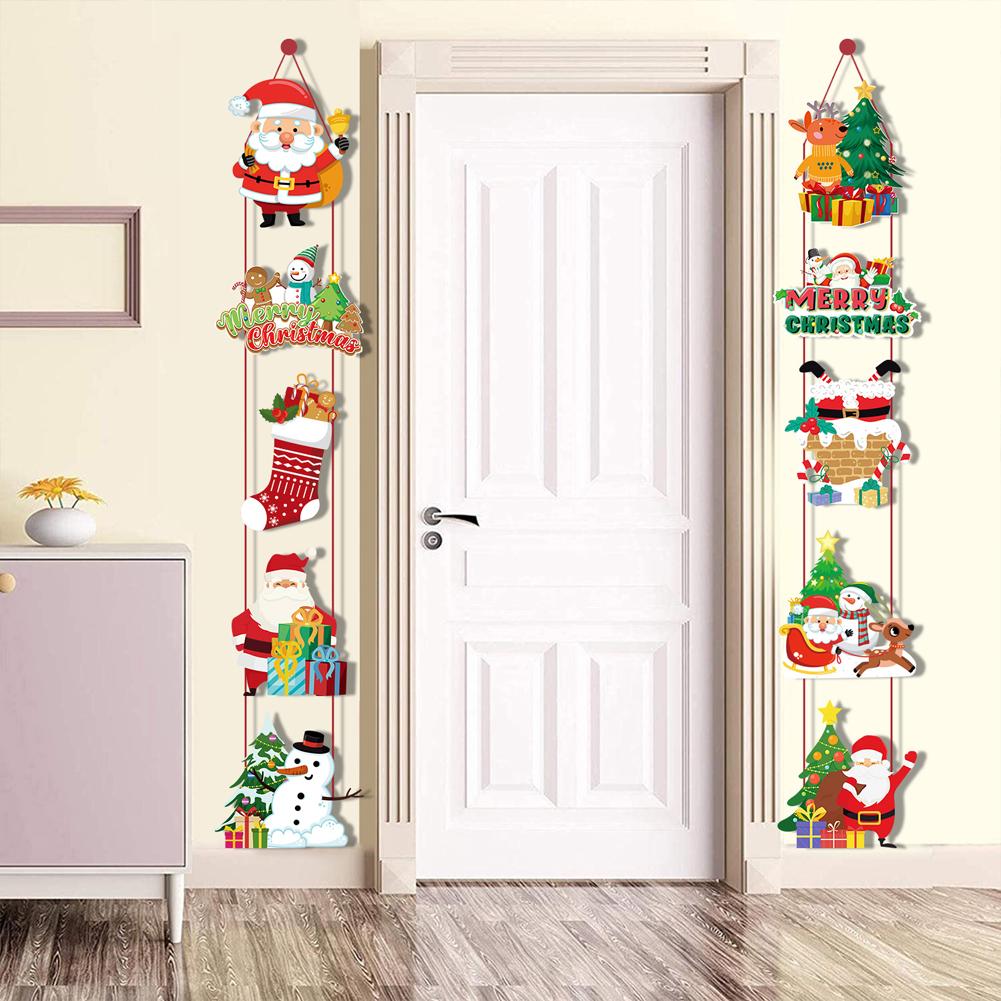 2024 Christmas Door Hanger New Year Party Pendants Santa Claus Snowman Elk Paper Banner Merry Christmas Decoration for Home