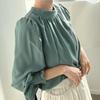 Blouse Shirt Top Puff Sleeve Spring Summer Autumn Round Neck Plus Sizes Cute Stylish Office Casual Commuting Adult Cute [JINJUDUO] Women's Long-Sleeve