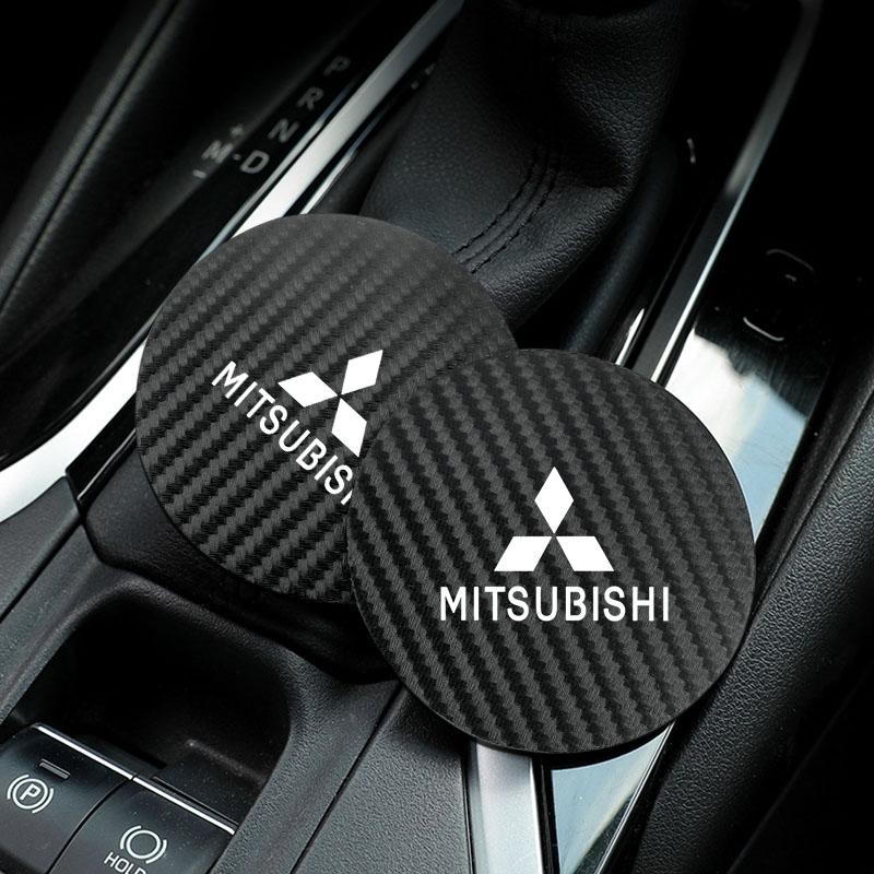 cwnqah1 cwmvjg1 2Pcs Car Logo Silicone Water Cup Pad Cushion For Mitsubishi Lancer Ralliart ASX Mirage Pajero Xpander Attrage L200 Eclipse Cross