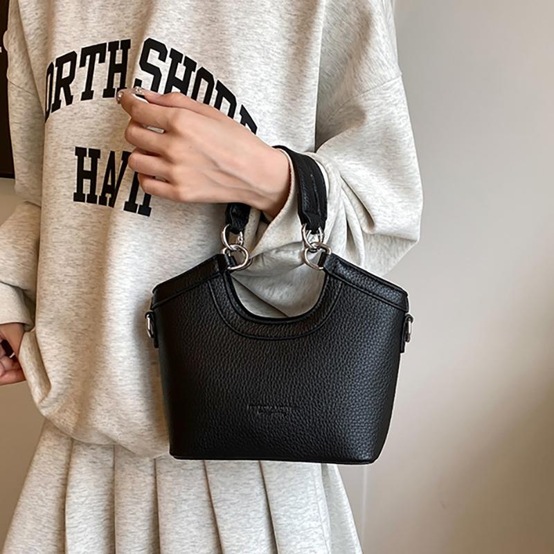 Retro PU kožená dámská taška přes rameno texturovaná černá tašky ležérní dopis všestranná taška přes rameno kyvadlová nová