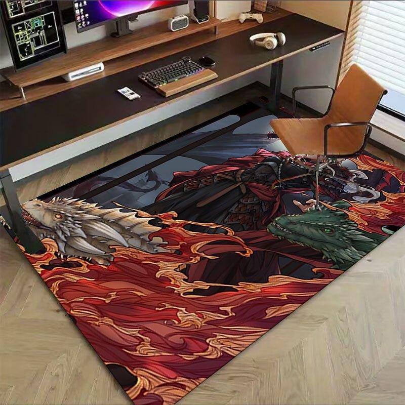 1 alfombrilla para silla de oficina Fire and Blood, Alfombrilla para decoración del hogar, Alfombrilla temática de fantasía, Alfombrilla duradera, Decoración de dragón, Adecuada para amantes de la temática de fantasía