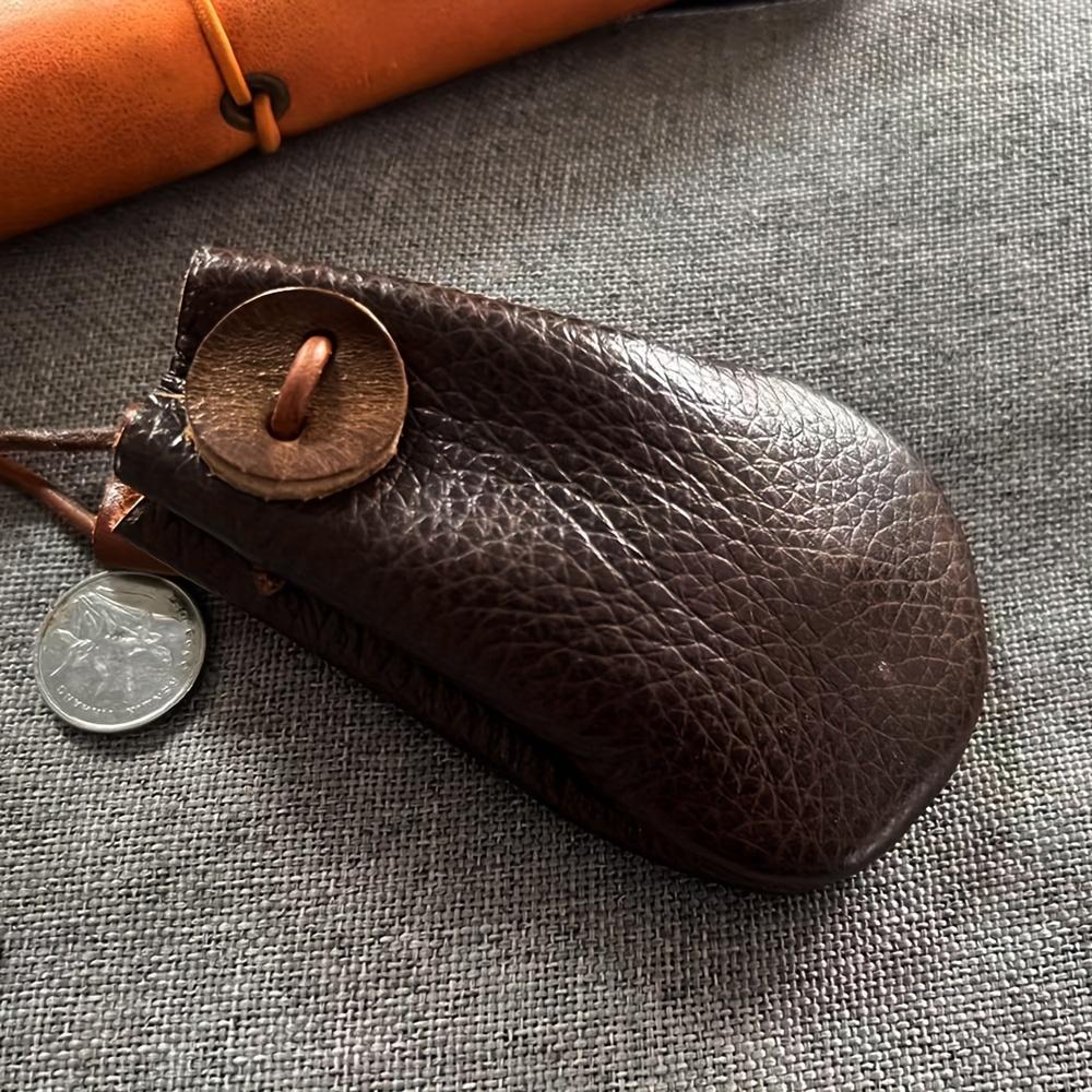 Leather Earphone & Coin Wallet, Minimalist Small Purse, Durable Casual Everyday Carry