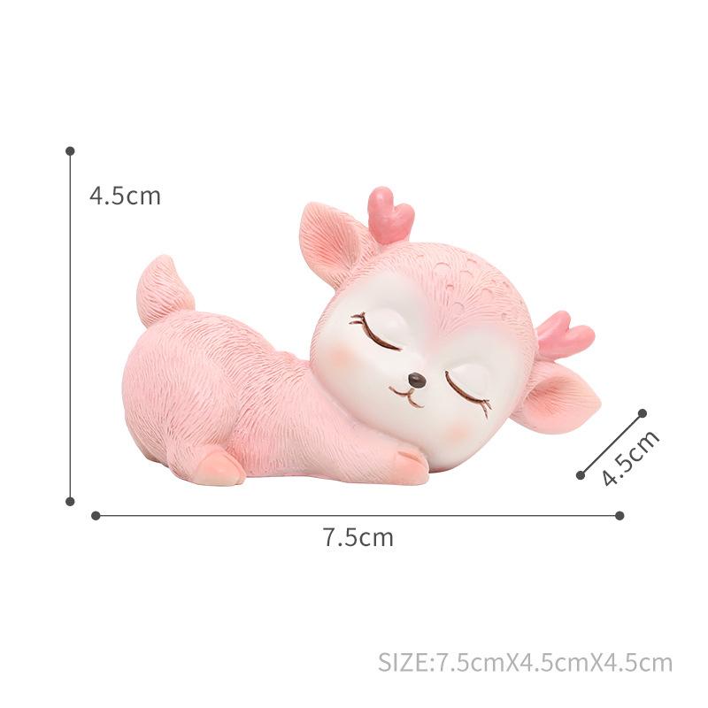 Car Decoration Resin Cartoon Animal Cute Deer Interior Supplies Car Accessories Soft Cute Sleeping Position