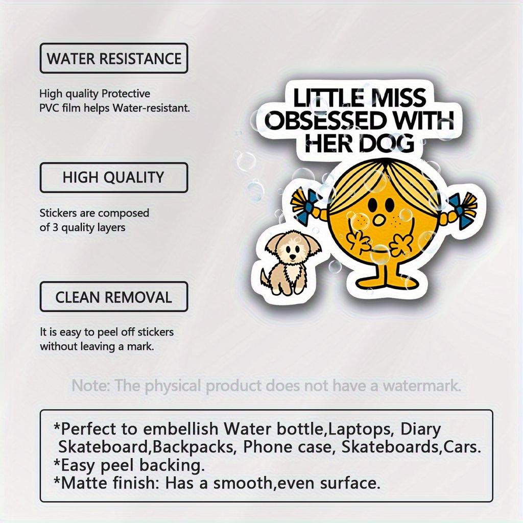 10pcs/1pc Durable PVC "Little Miss Obsessed with Her Dog" Decal Sticker for Cars Laptops, Water Bottles - Waterproof, Car Decals