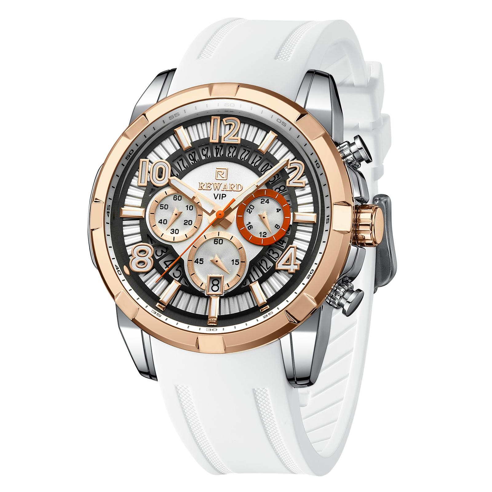 

Хронограф Мужские часы Роскошные Водонепроницаемые Силиконовые Часы с Датой для Мужчин Модные Спортивные Кварцевые Наручные часы белый