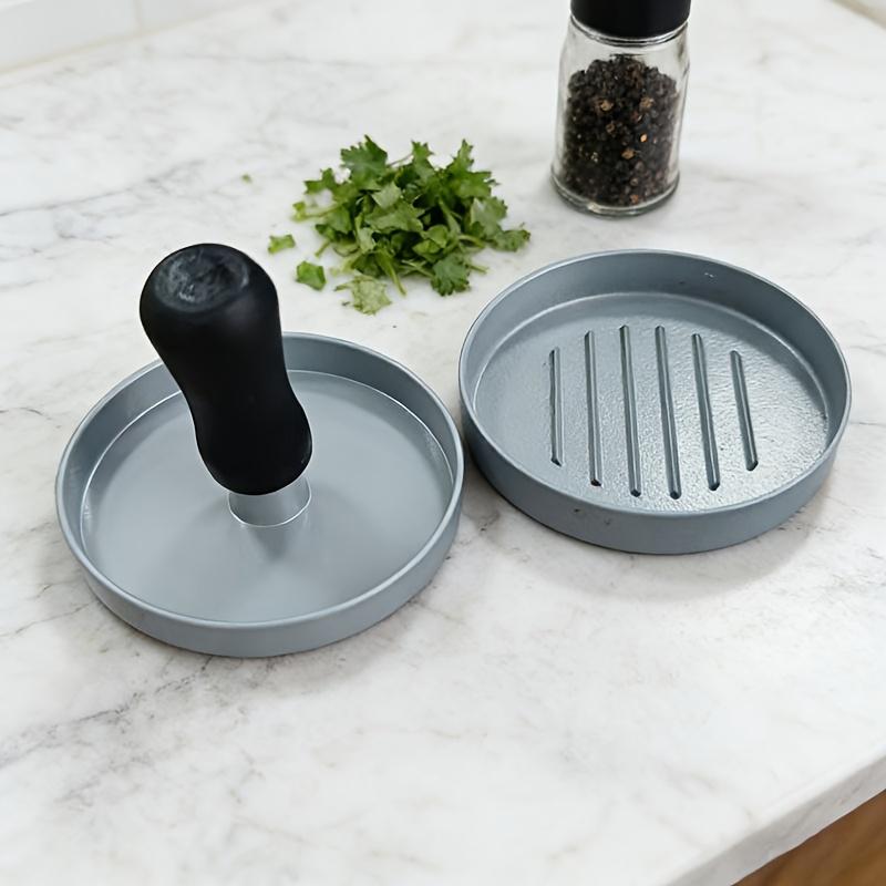 

Hamburger Patty Press, Non-Stick Aluminum Burger Mold with Grooved Surface - Round Burger Press, Suitable for Homemade Beef/Chicken Patties, Grilling Black handle plastic powder