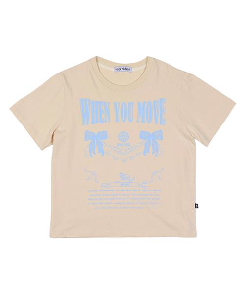 WHEN YOU MOVE Ribbon Lace Graphic Short Sleeve T-Shirt White
