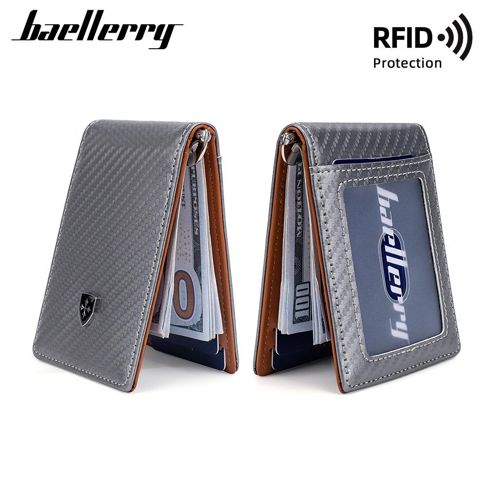 Zweifach gefaltete Brieftasche aus Kohlefaser mit RFID-Schutz für Herren, Kreditkartenetui mit magnetischer Abwehr, modische Brieftasche mit Münzfach