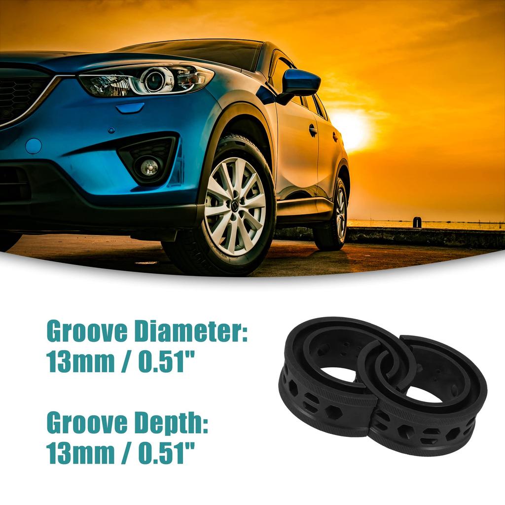 ACROPIX 2pcs Car Coil Spring Buffer Auto Shock Absorber Spring Rubber Buffer Universal C Type Black