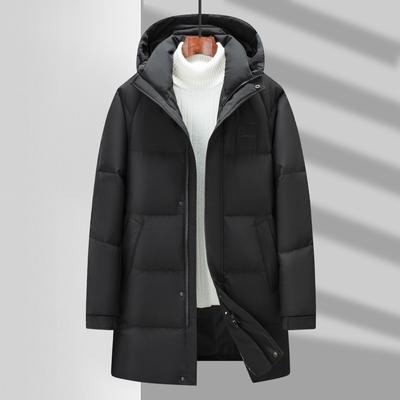 Autumn and Winter Men's Down Jacket Medium and Long Hooded Premium White Duck Down Cold-resistant Warm Down Jacket